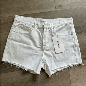 NWT Framr Le Brigette frayed denim shorts size 26